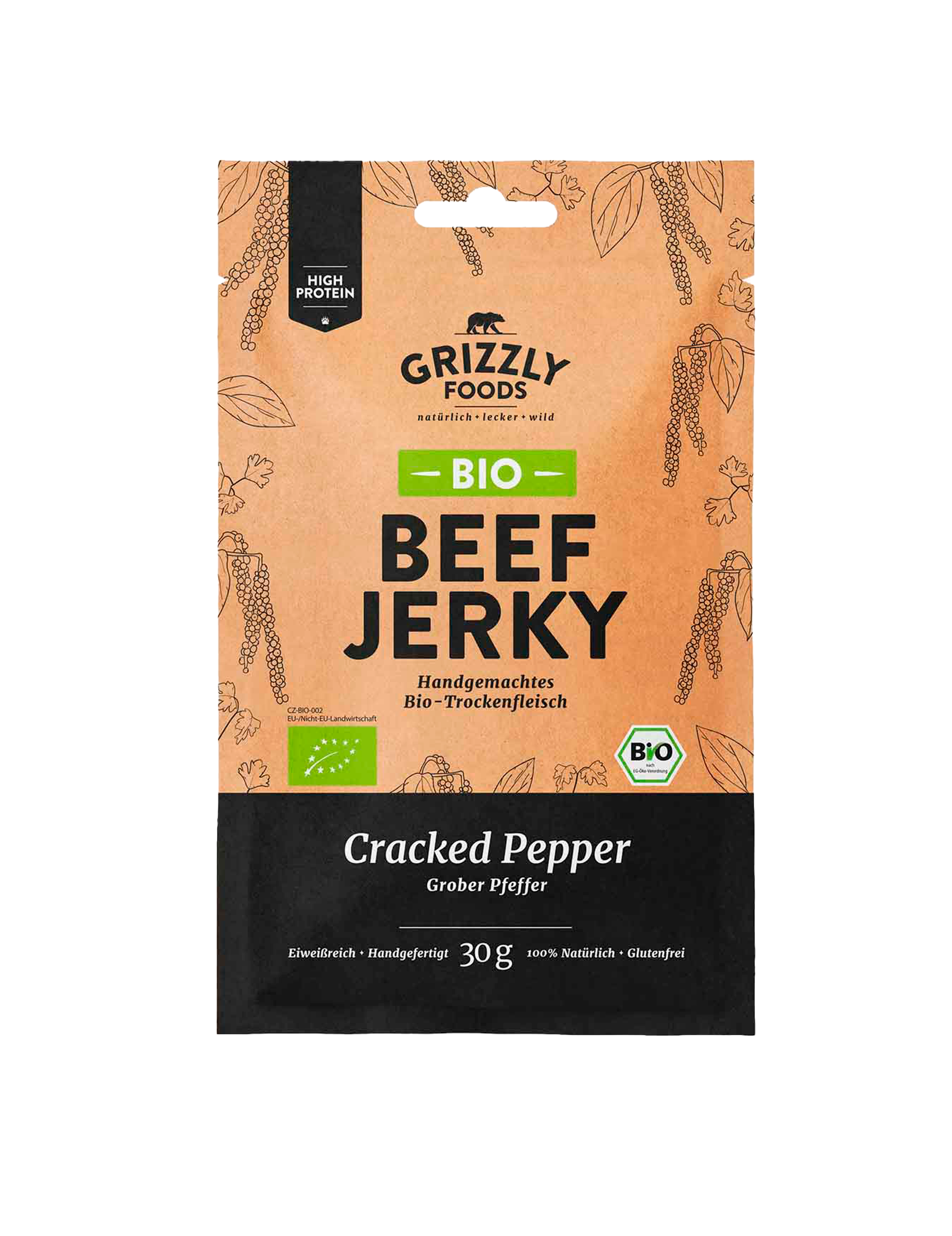 Ekologisk Beef Jerky Krossad Peppar (30 g)