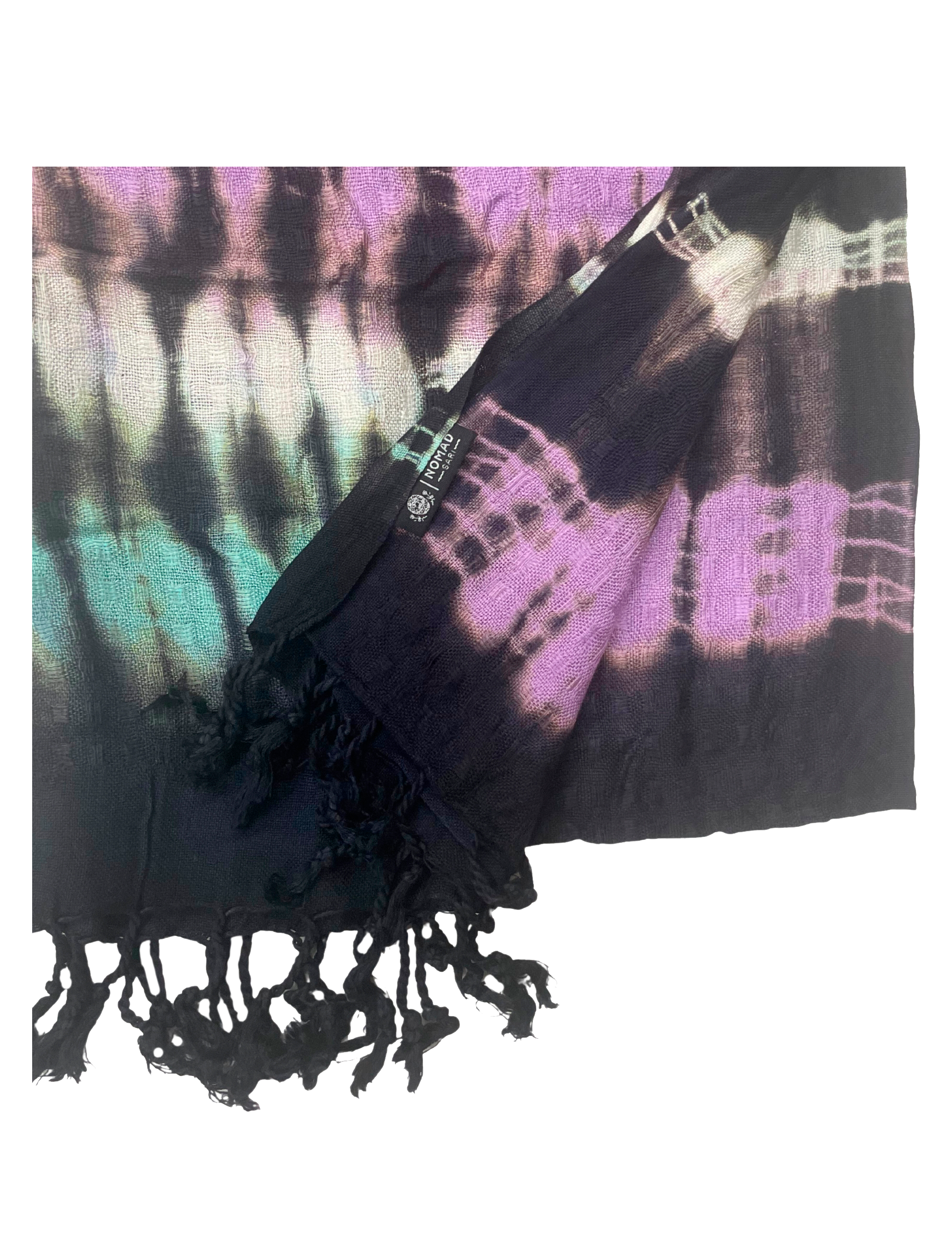 Handfärgad Bohème-halsduk i linneblandning – Multi Stripes (62 × 200 cm)