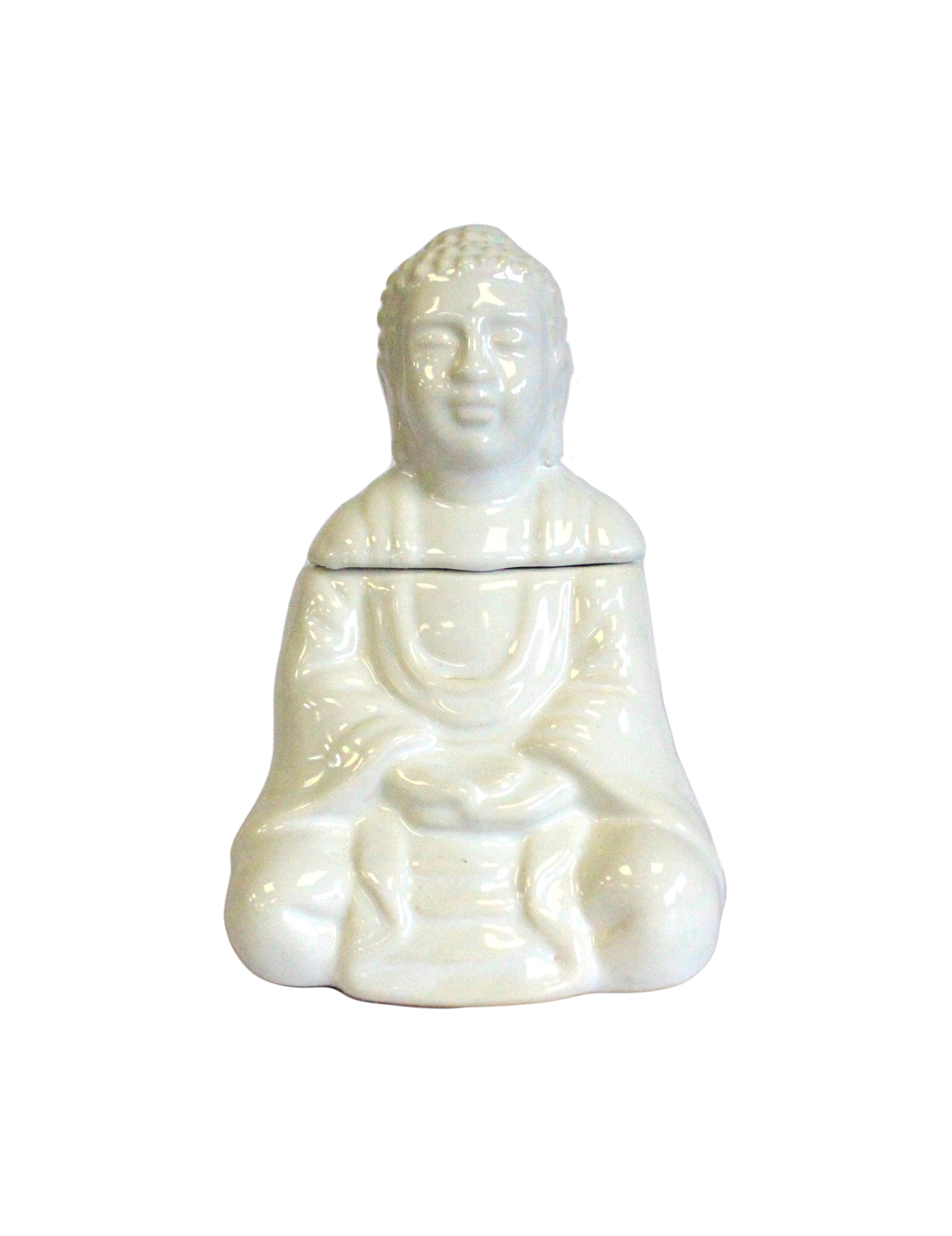Sittande Buddha Oljebrännare Vit