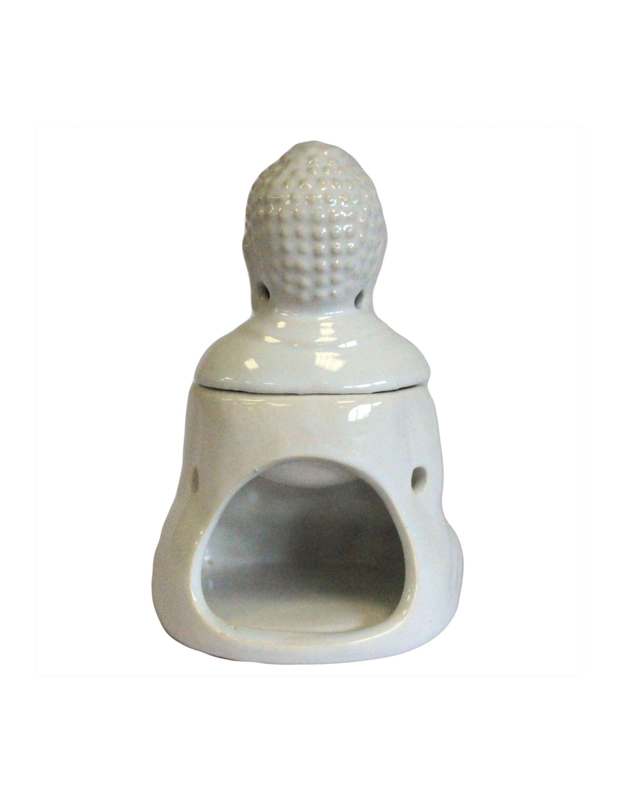 Sittande Buddha Oljebrännare Vit