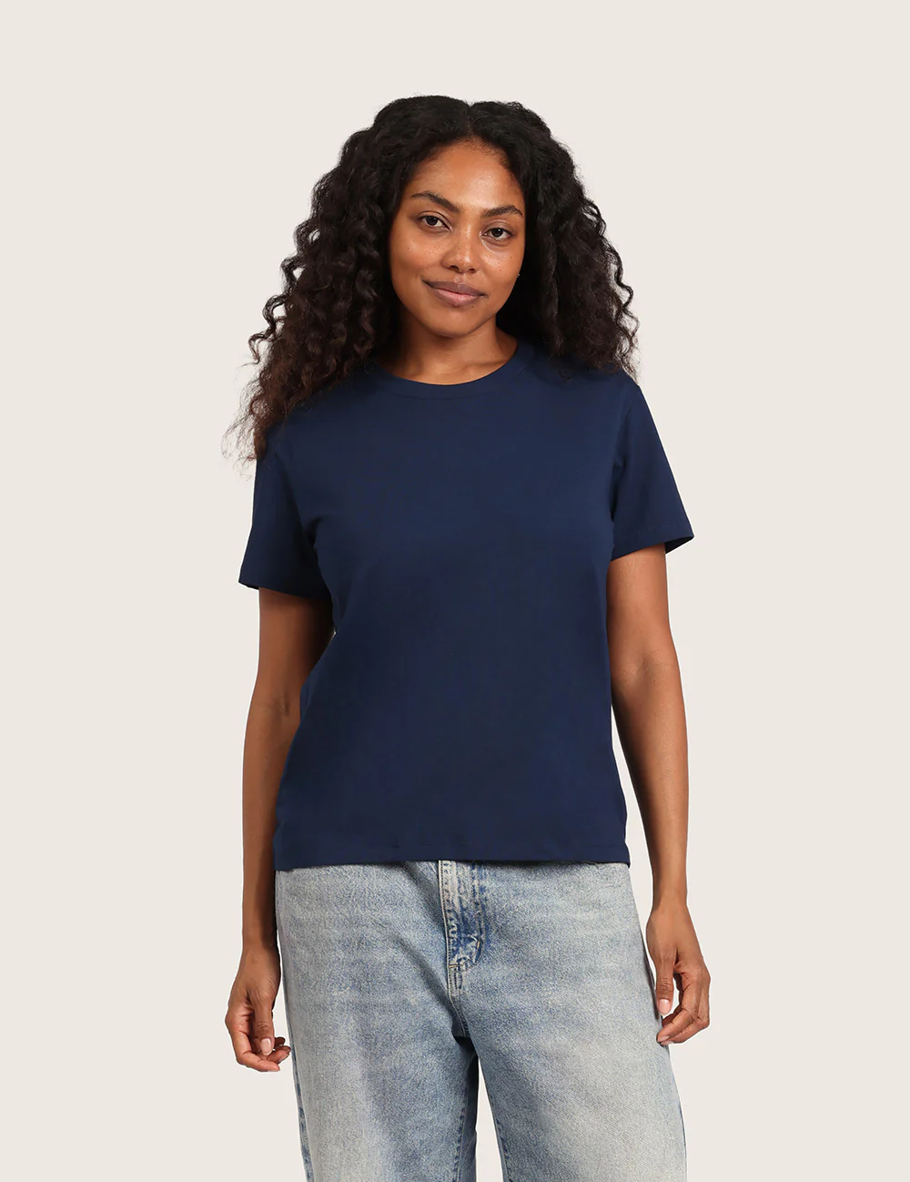 Dam T-shirt Classic Crew Neck – Marinblå