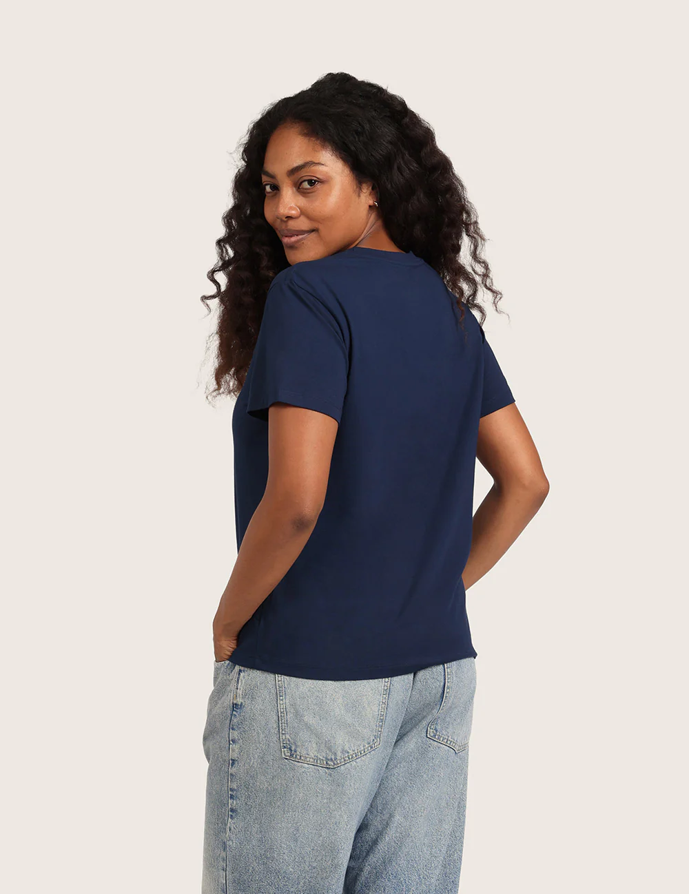 Dam T-shirt Classic Crew Neck – Marinblå