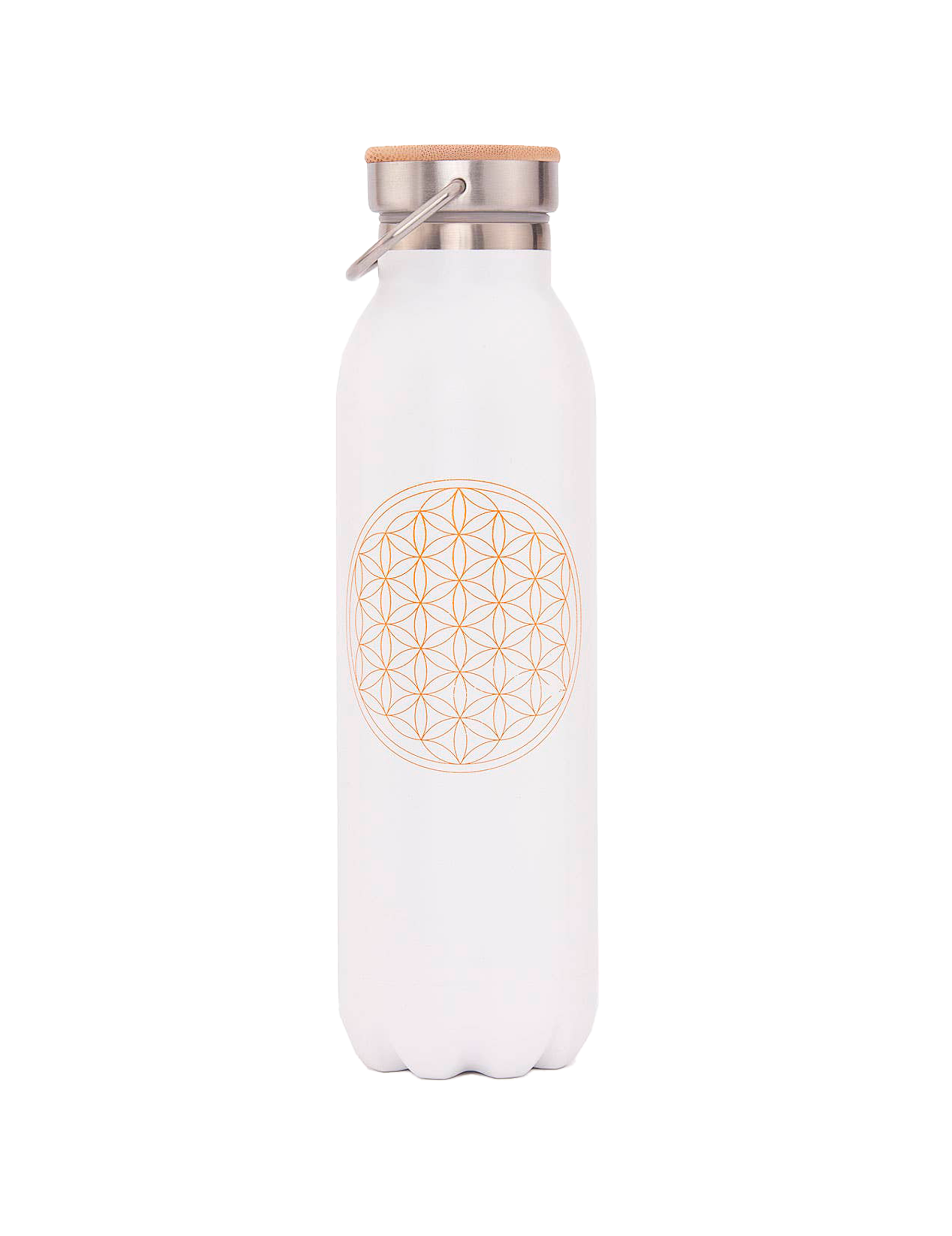 Isolerad vattenflaska "Flower of Life" (600 ml) – Matt vit