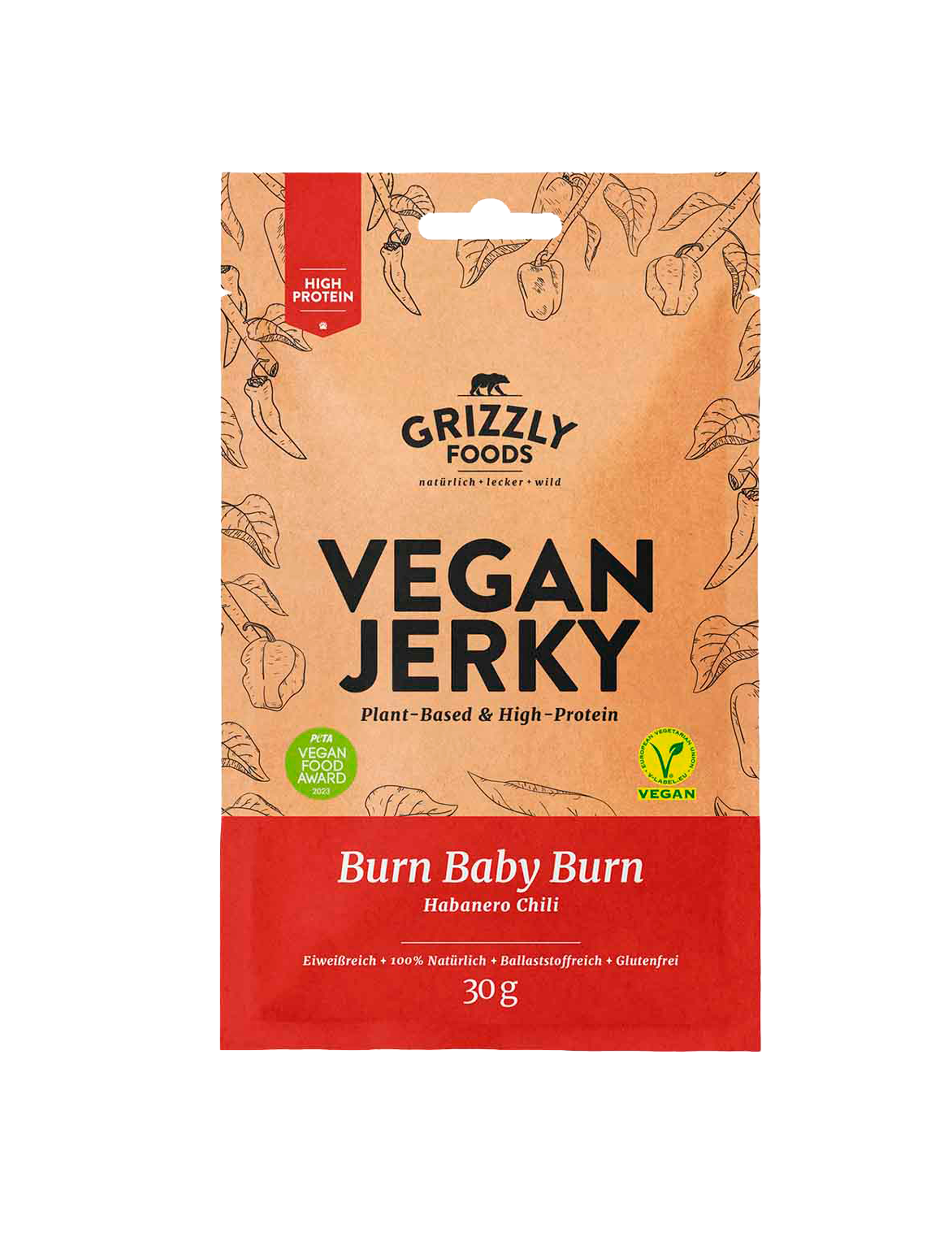 Veganjerky med chili – Burn Baby Burn (30 g)