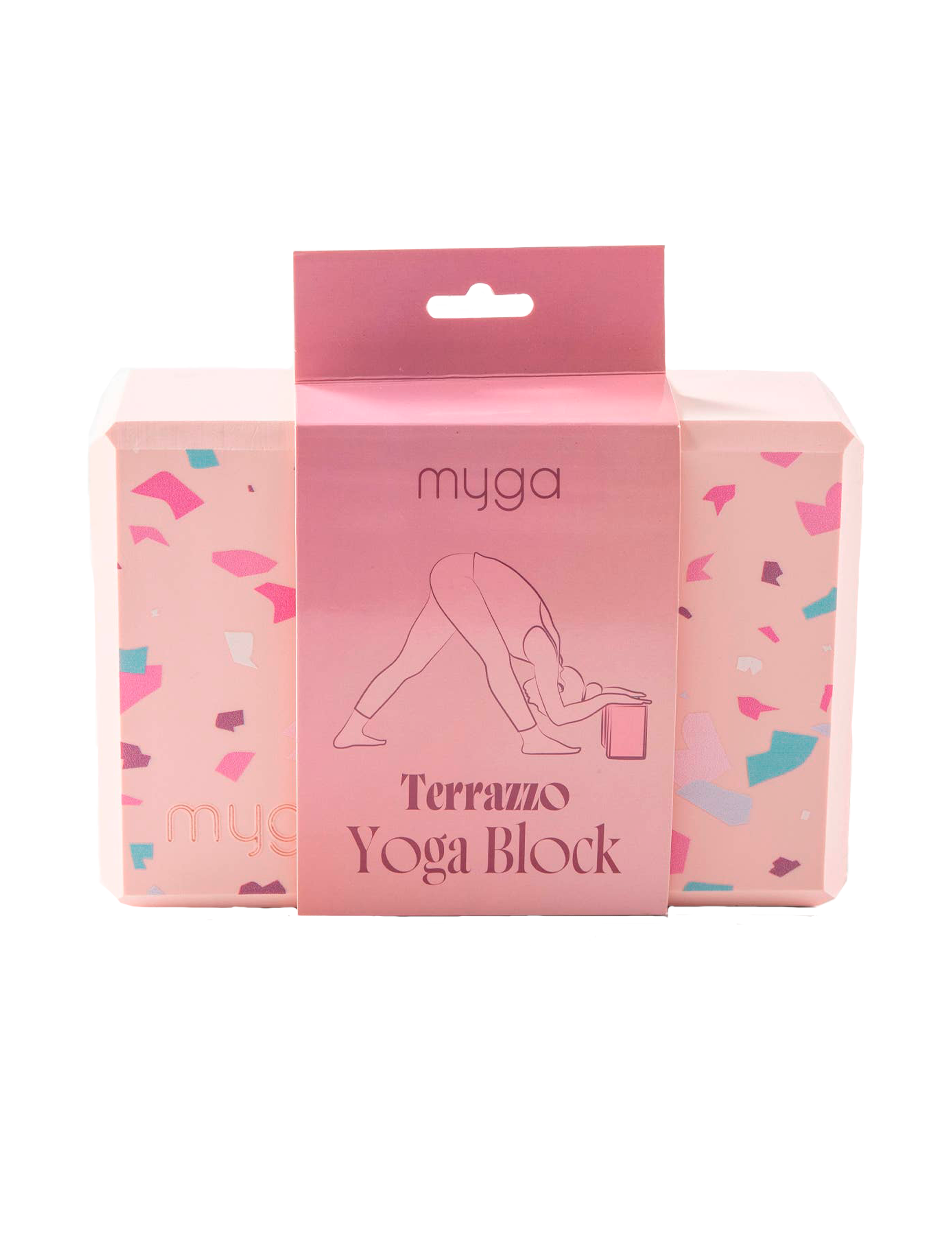 Yogablock med terrazzo- och palmmönster