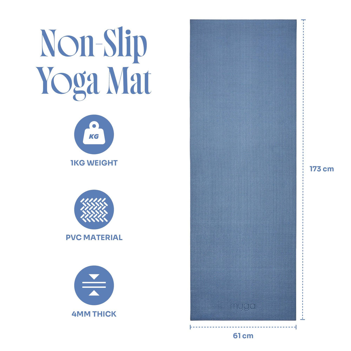 Myga yogamatta för nybörjare 4 mm – Navy Peony
