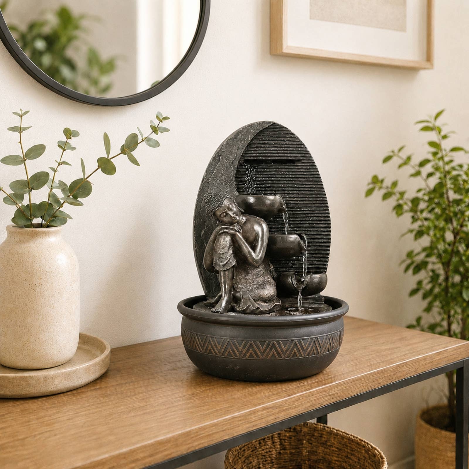 Zen Buddha Grace fontän med avtagbar Buddha-staty