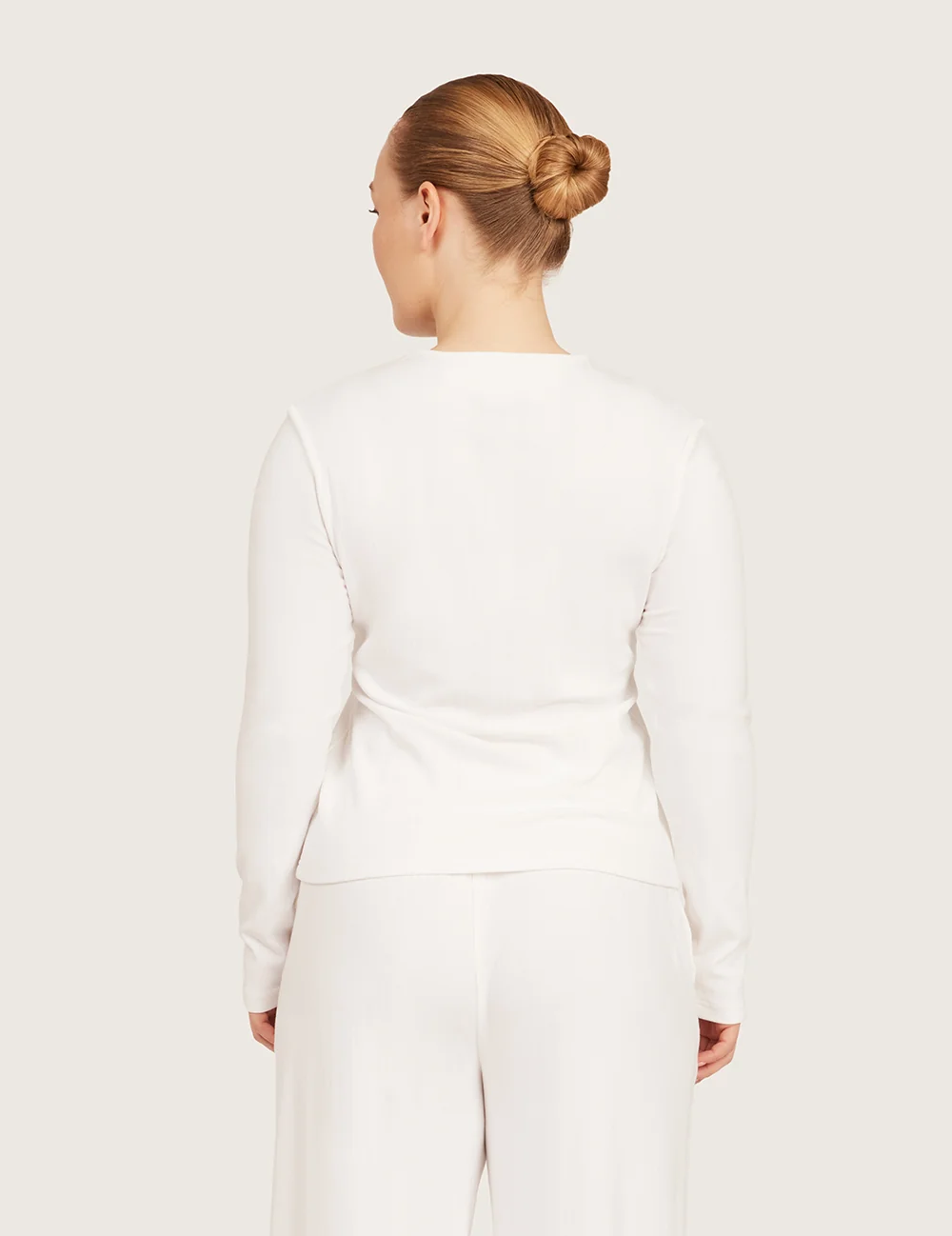 AiraRib™ langærmet Henley-top – Chalk White – billede 8