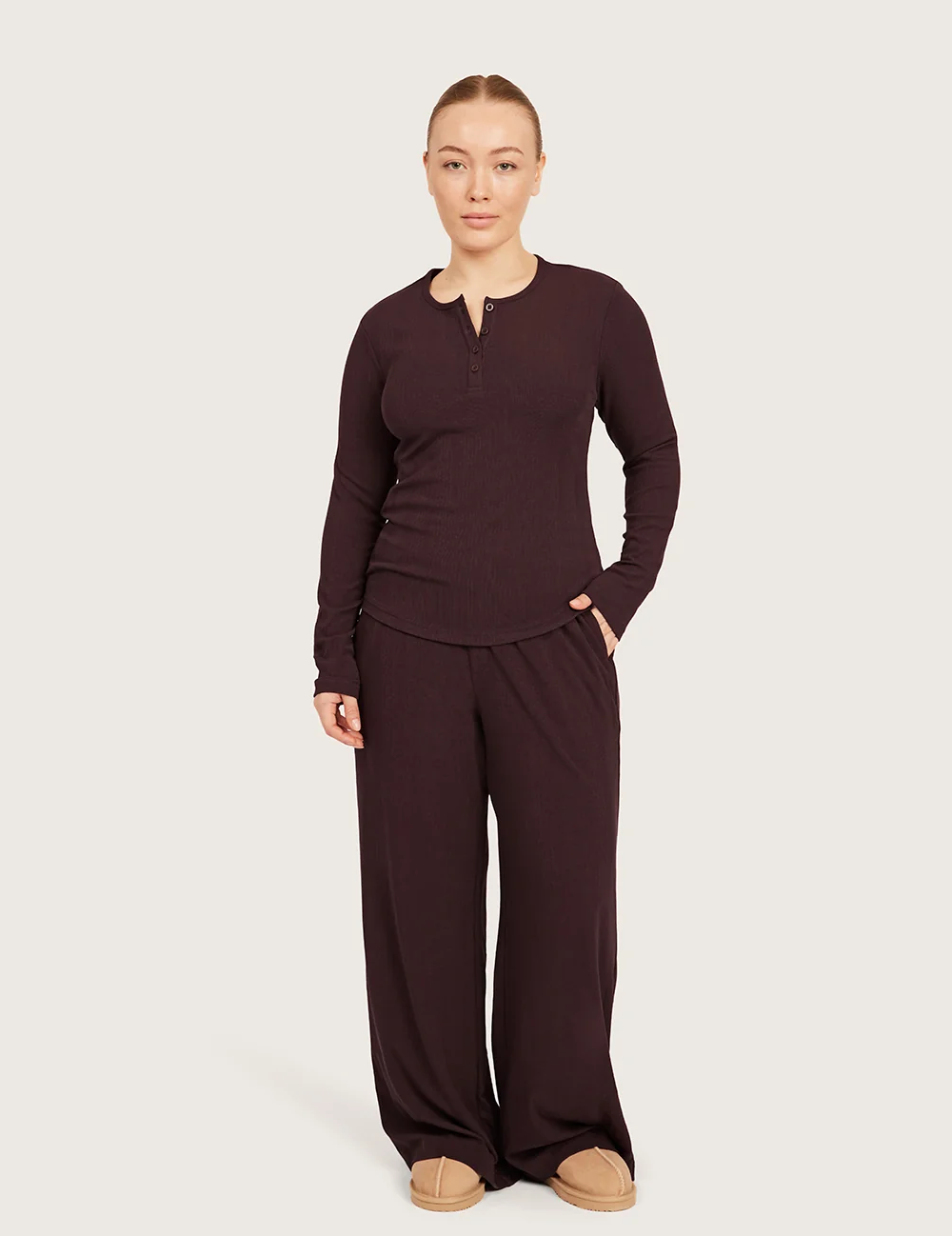 AiraRib™ langærmet Henley-top – Mulberry – billede 11