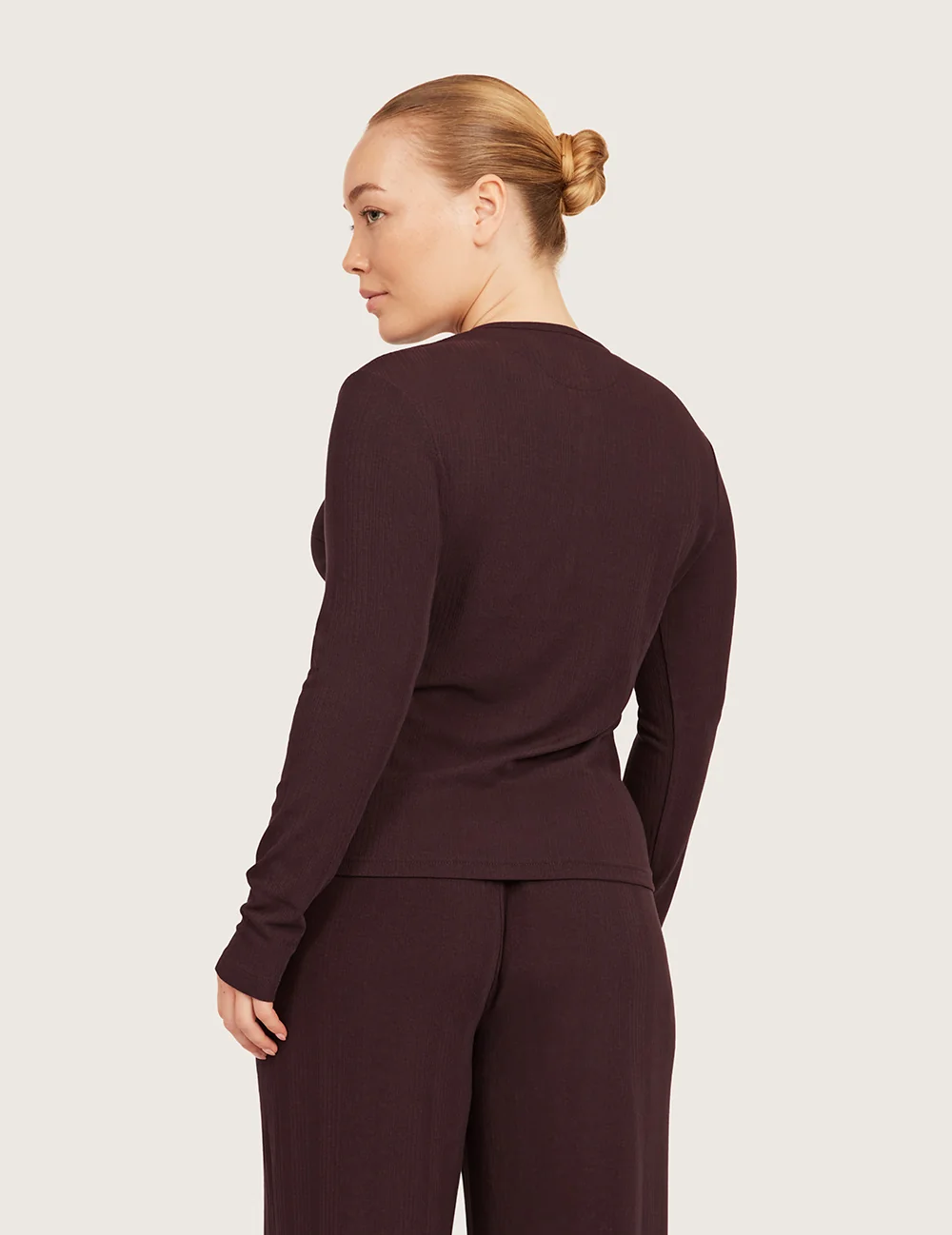 AiraRib™ langærmet Henley-top – Mulberry – billede 8