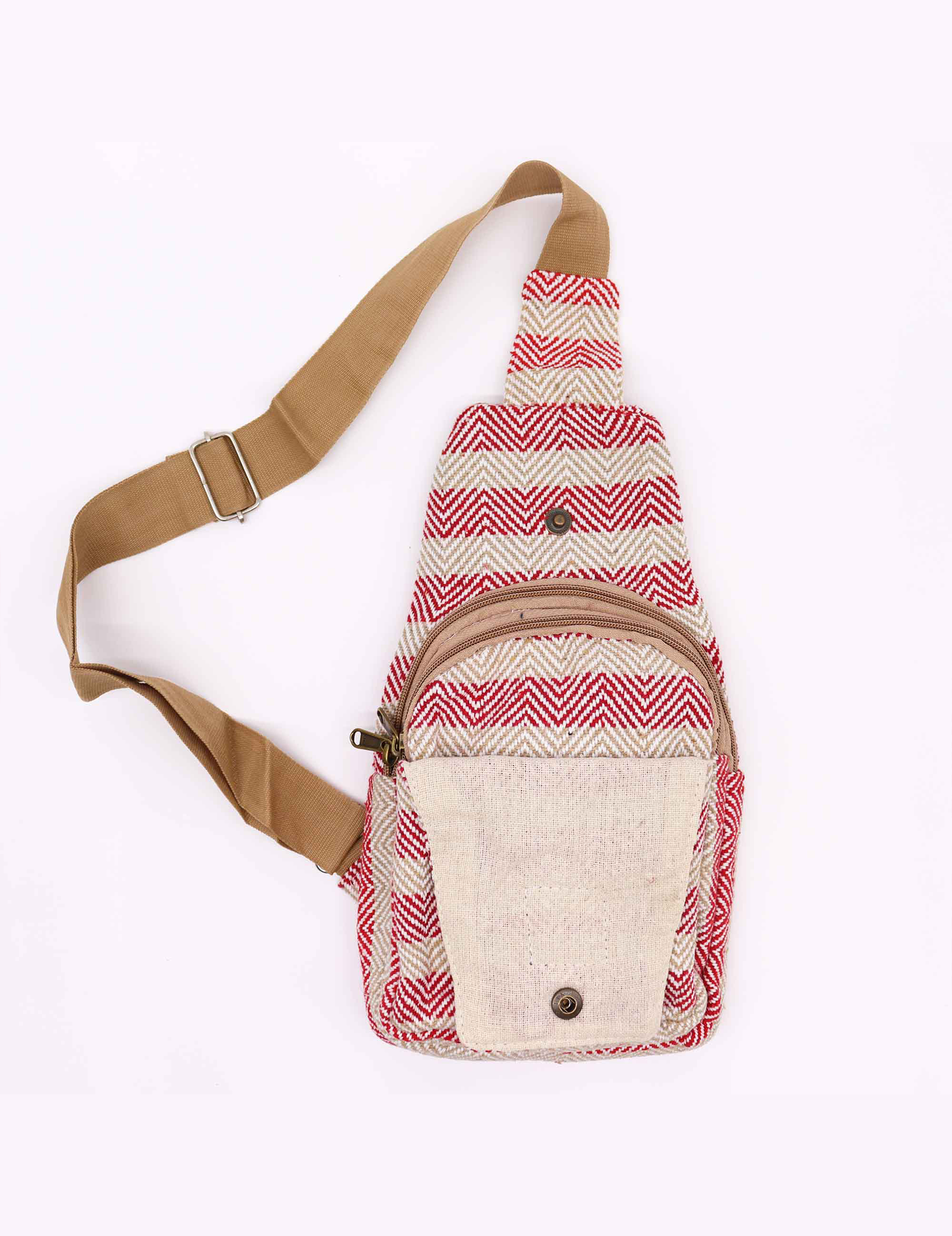 Crossbodyväska i bomull – Tan & Pink