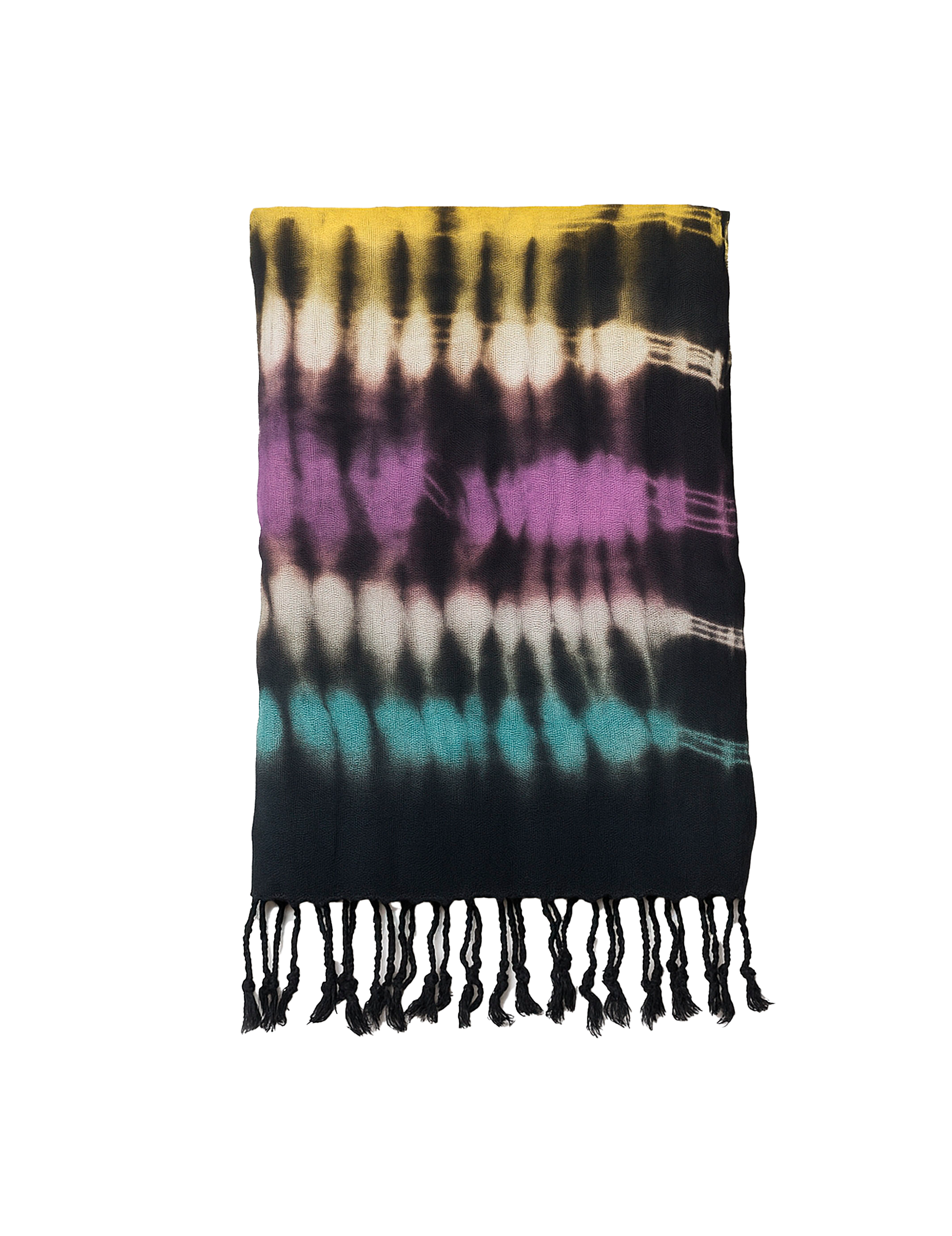 Handfärgad Bohème-halsduk i linneblandning – Multi Stripes (62 × 200 cm)