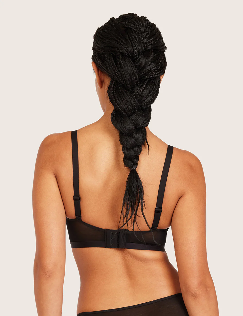Boody FreeMesh Crop BH i sort med justerbare stropper og lukning bagpå