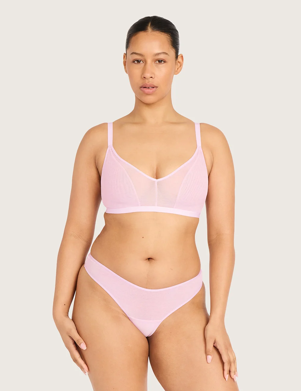 Boody FreeMesh® G-streng i Pink Sorbet – hel figur forfra