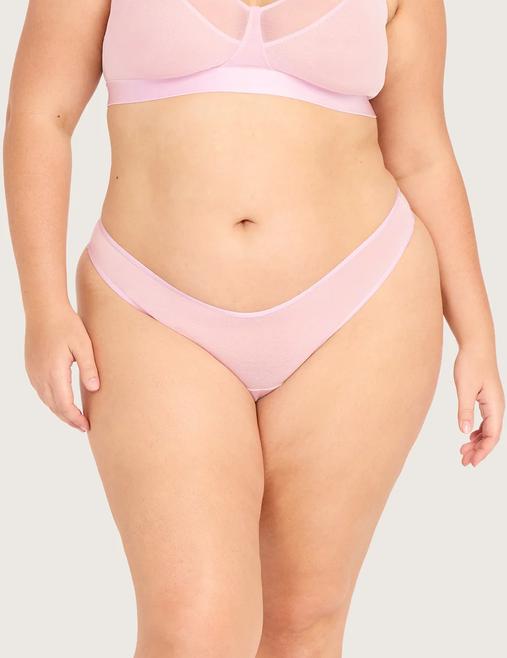 Boody FreeMesh® G-streng i Pink Sorbet – forfra på model
