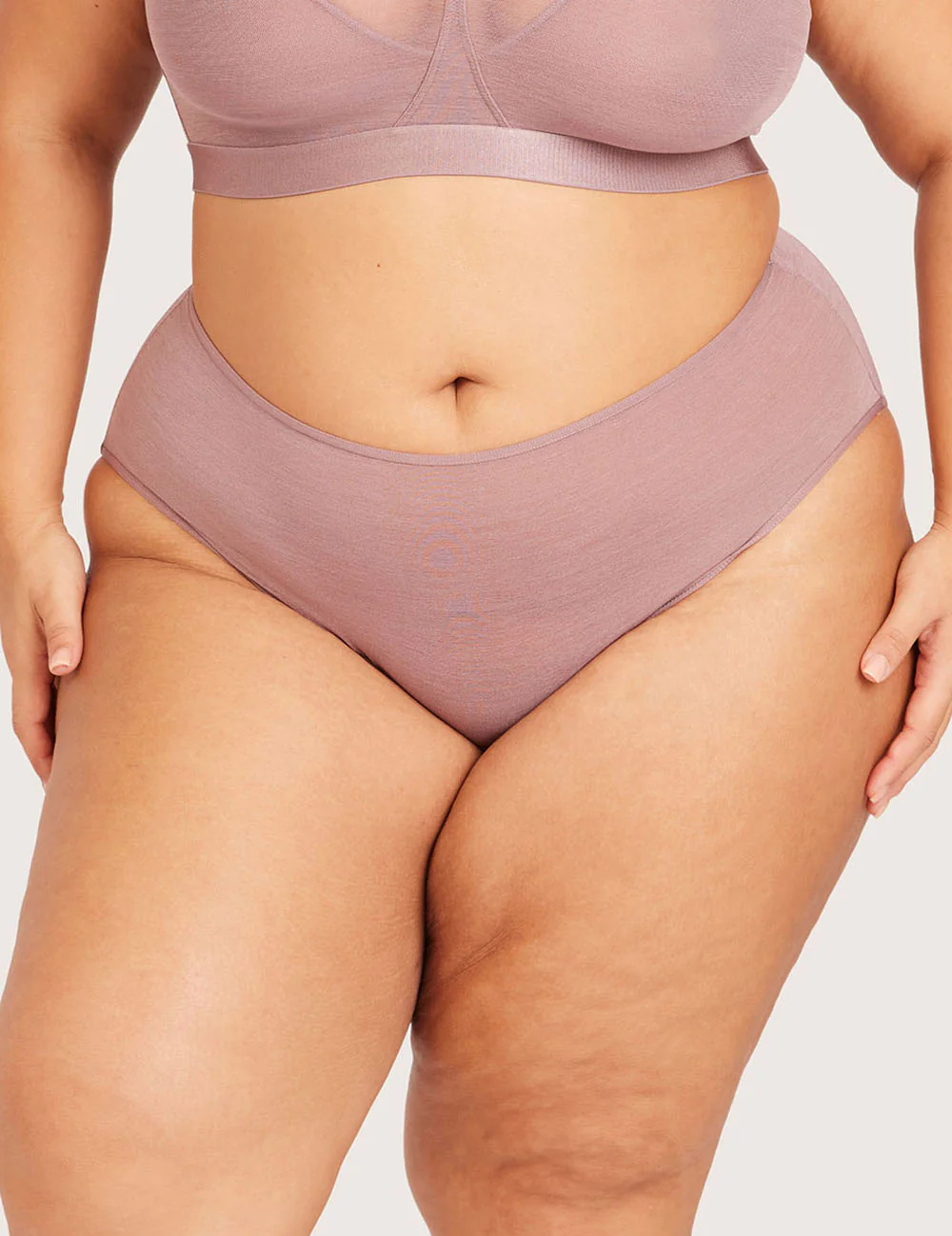 Boody FreeMesh® high cut maxi-trusse i Mauve – forfra på tredje model