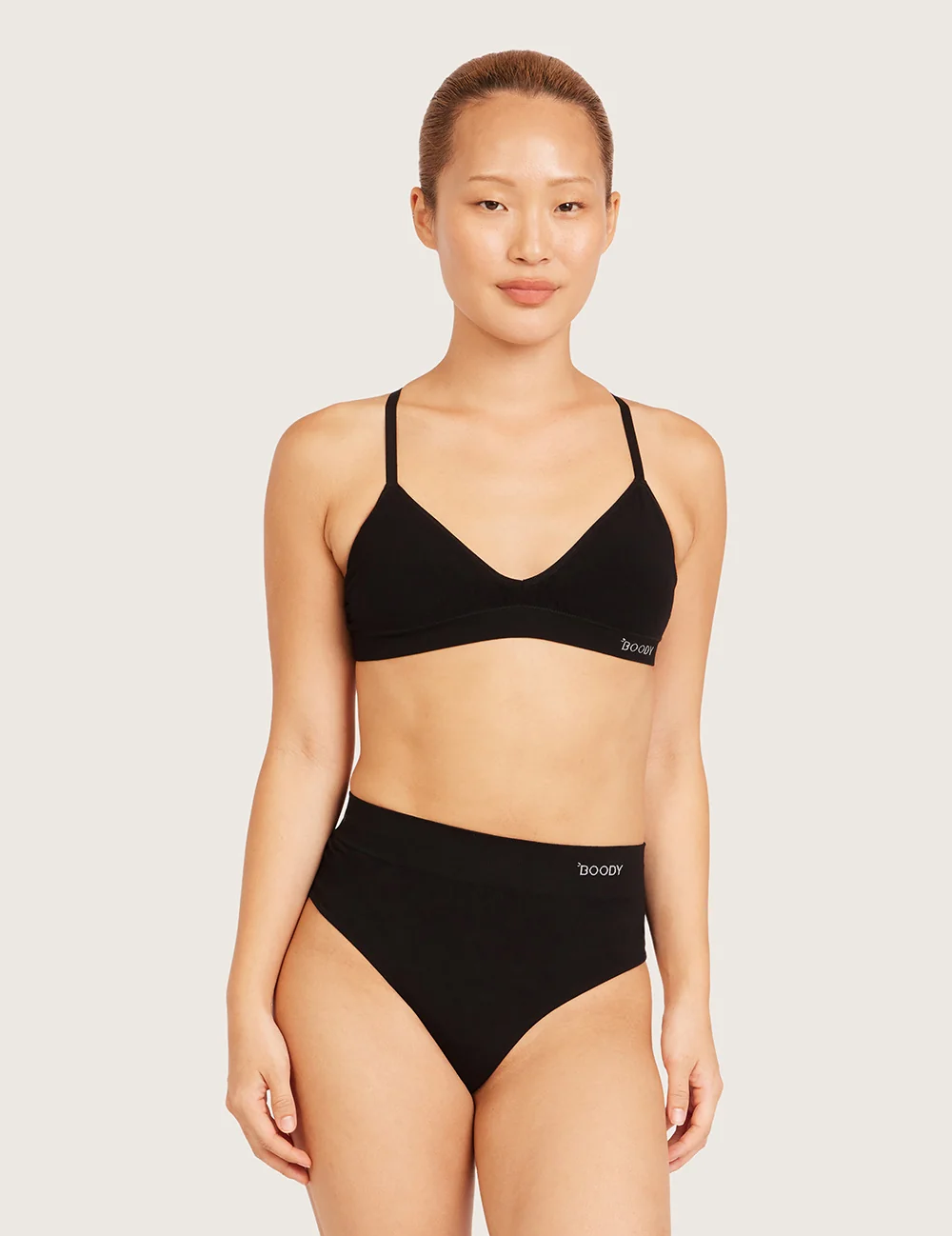 Bambu högmidjad stringtrosa – Svart