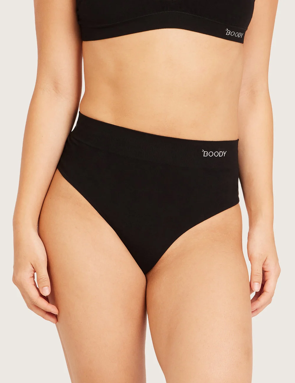 Bambu högmidjad stringtrosa – Svart