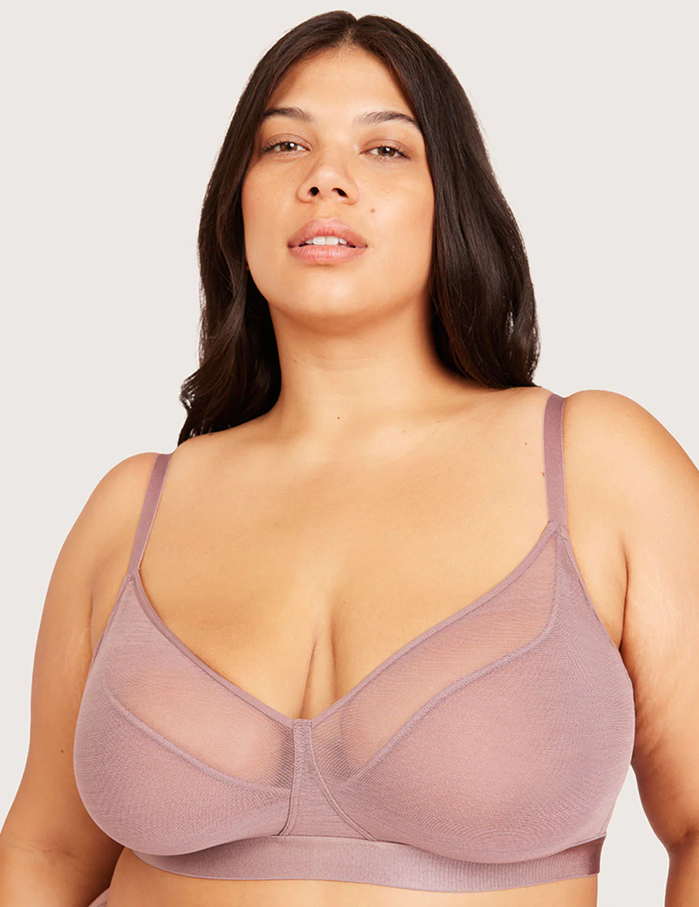 Boody FreeMesh® BH uden bøjle i Mauve – detalje af skåle og mesh