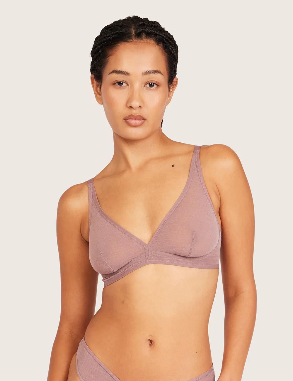 Boody FreeMesh® Plunge BH i Mauve – forfra på model
