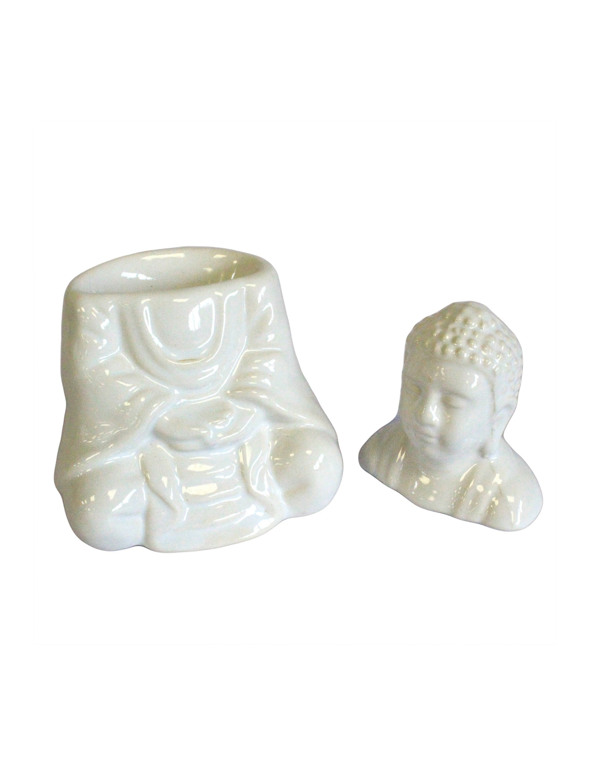 Sittande Buddha Oljebrännare Vit