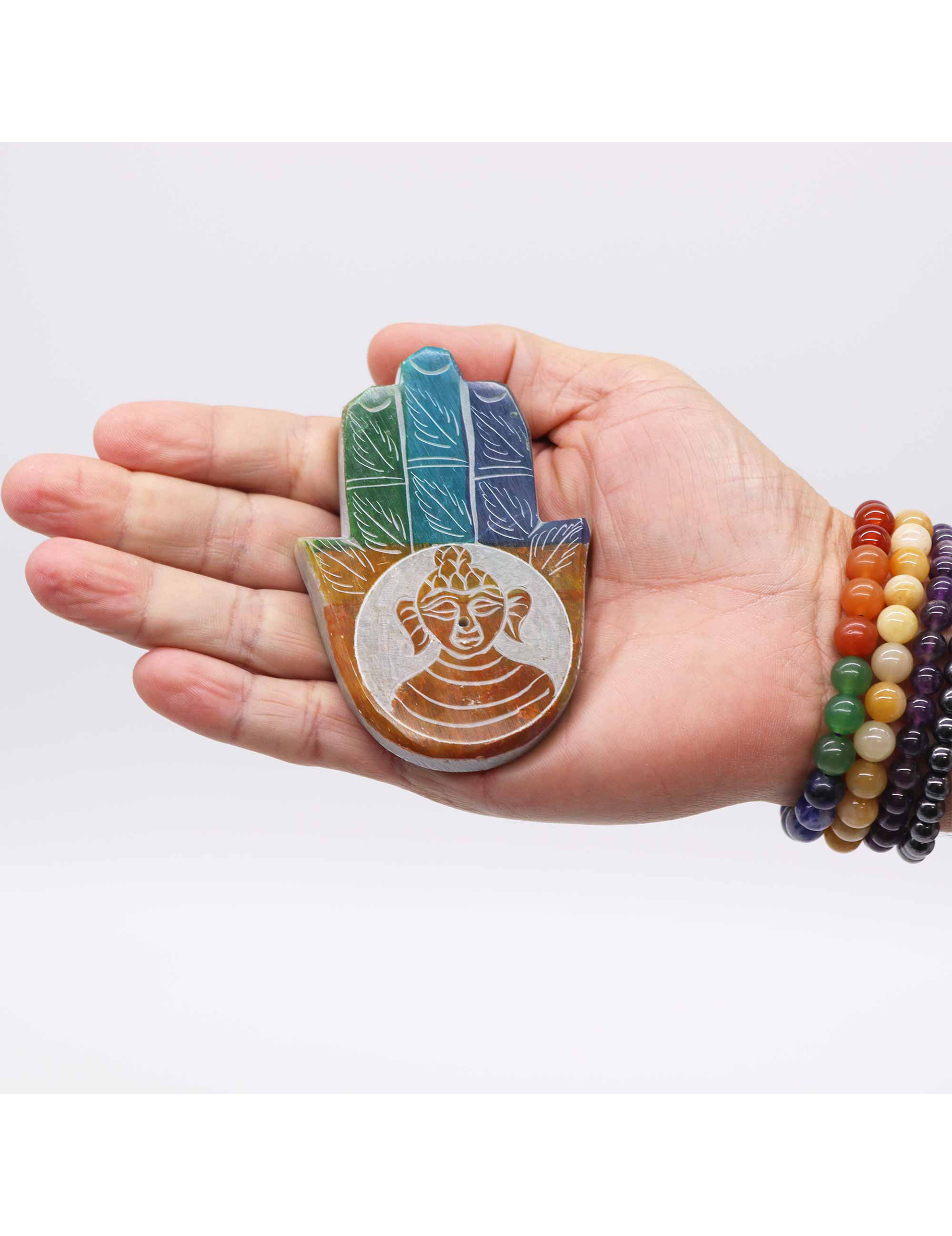 Rökelsehållare Täljsten Hamsa – Buddha