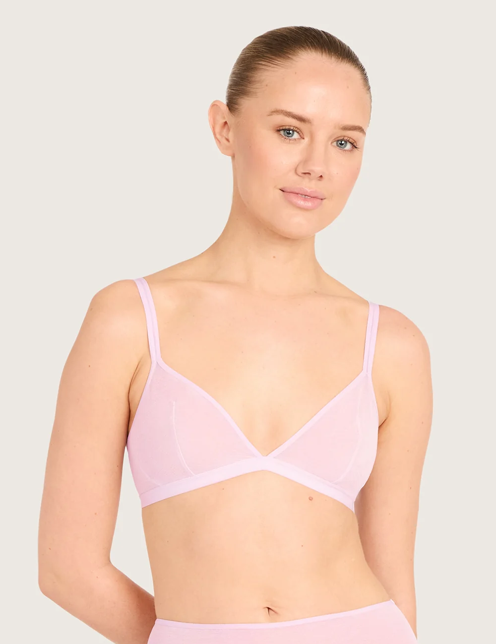 Boody FreeMesh trekants-bh i Pink Sorbet set forfra