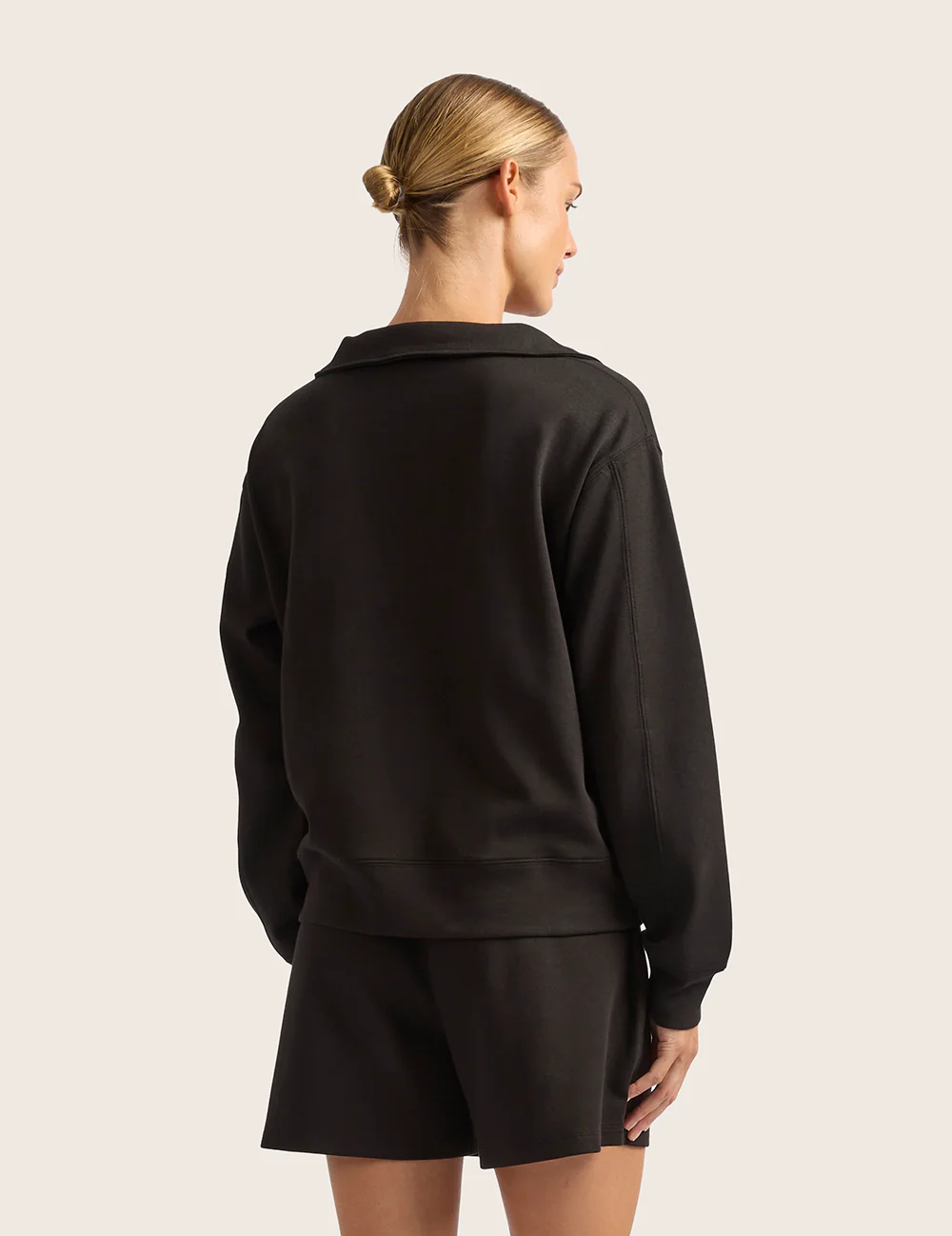 Sweatshirt med halv dragkedja – Svart