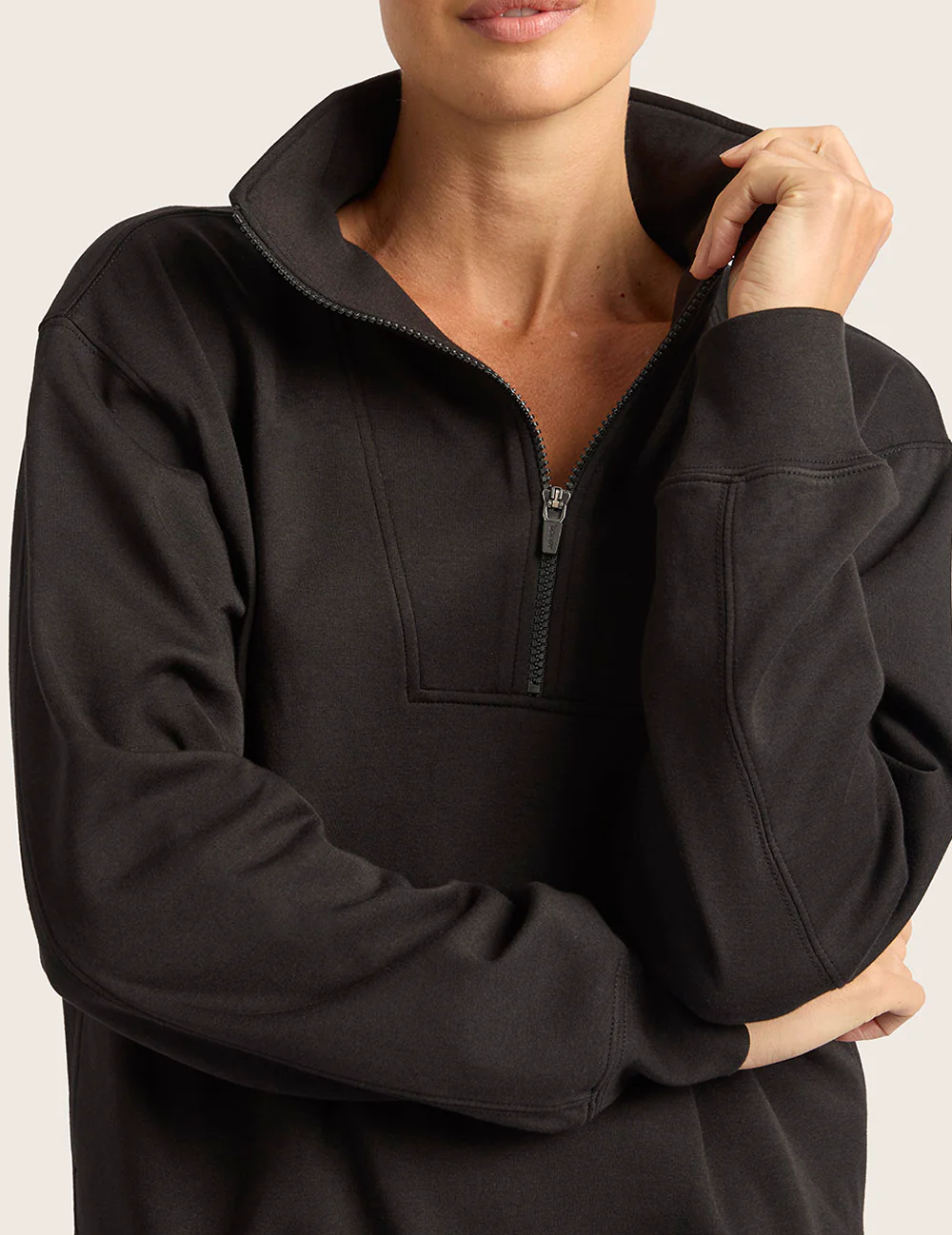 Sweatshirt med halv dragkedja – Svart
