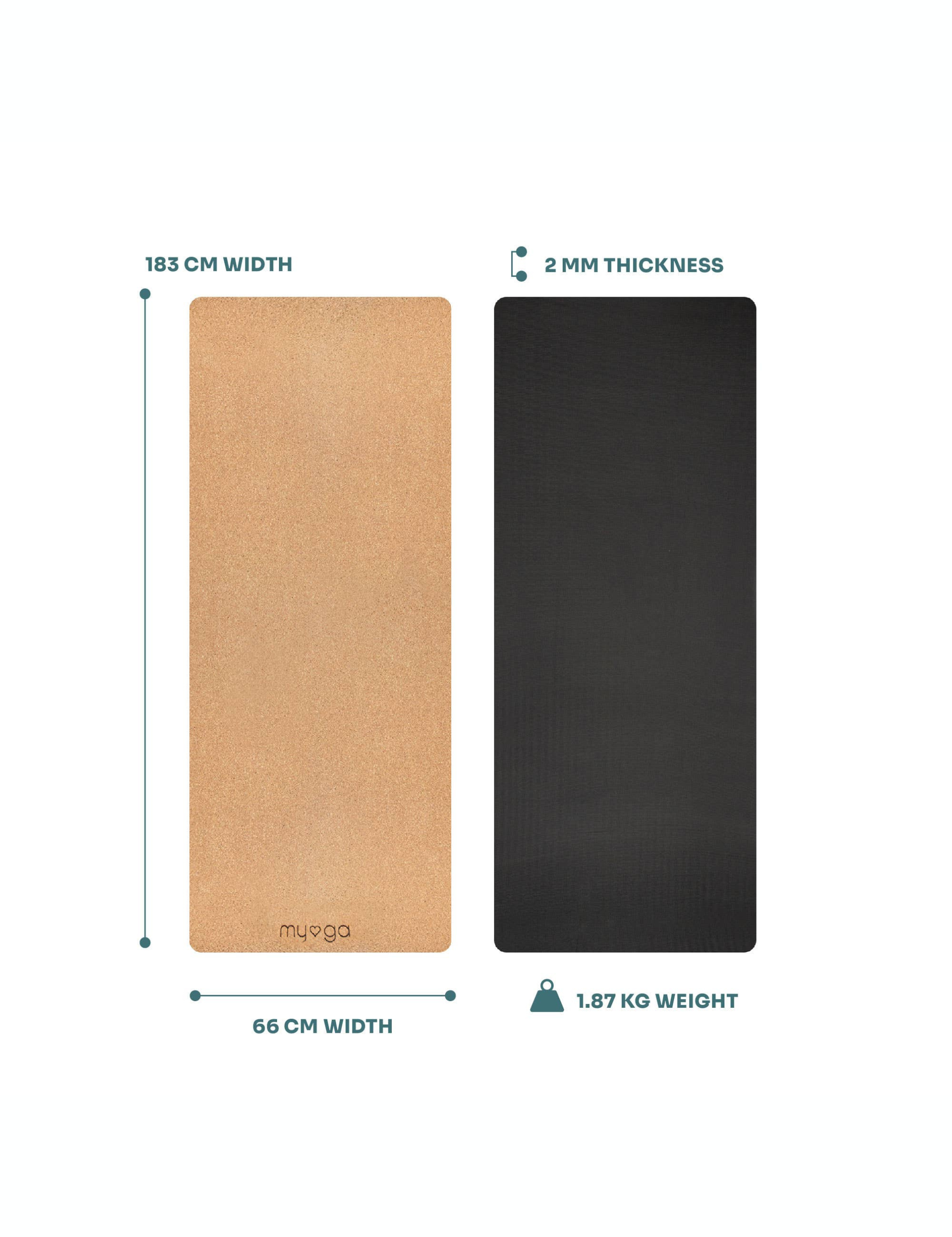 Resekork/gummi yogamatta