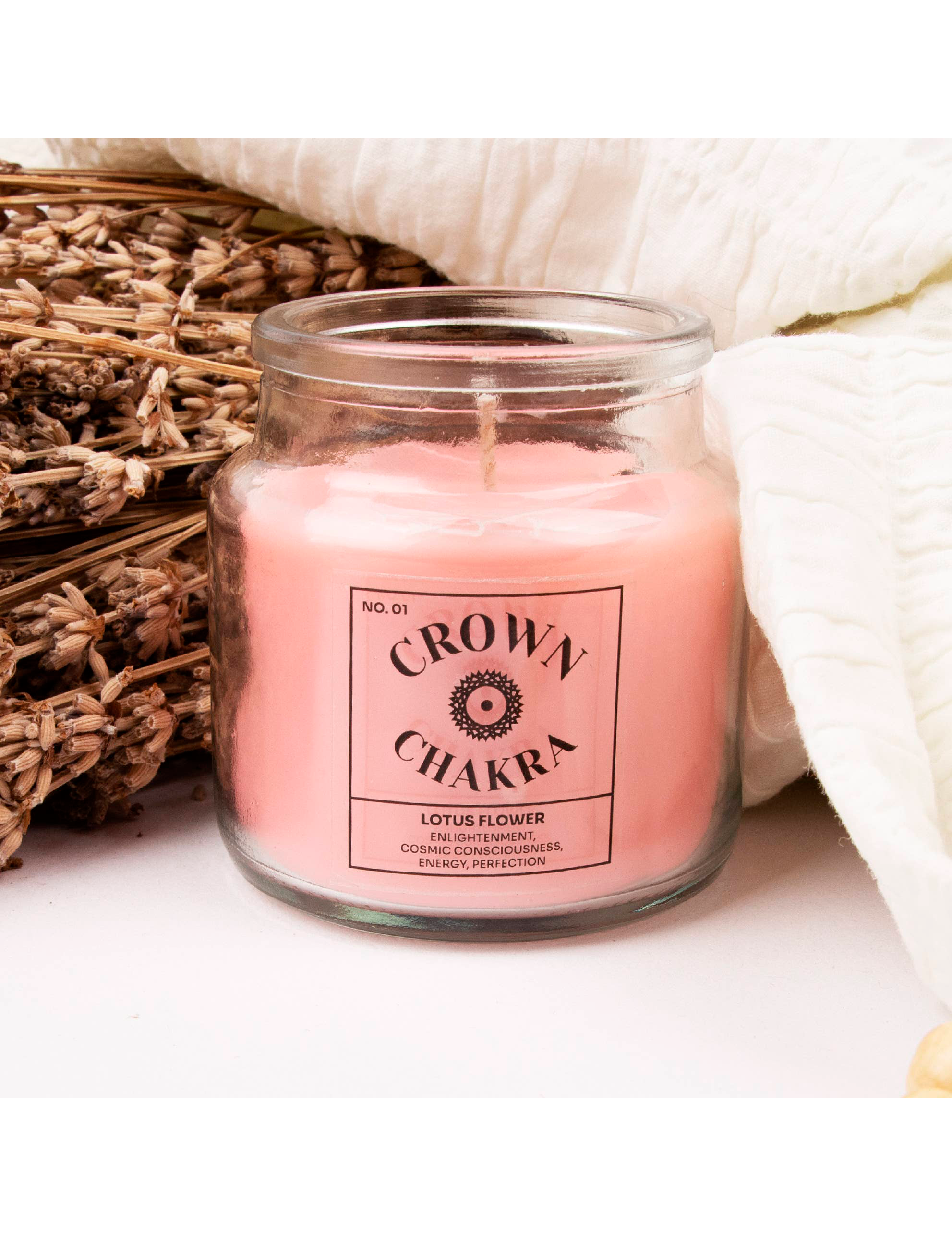 Doftljus Kronchakrat med Lotus – 250 g