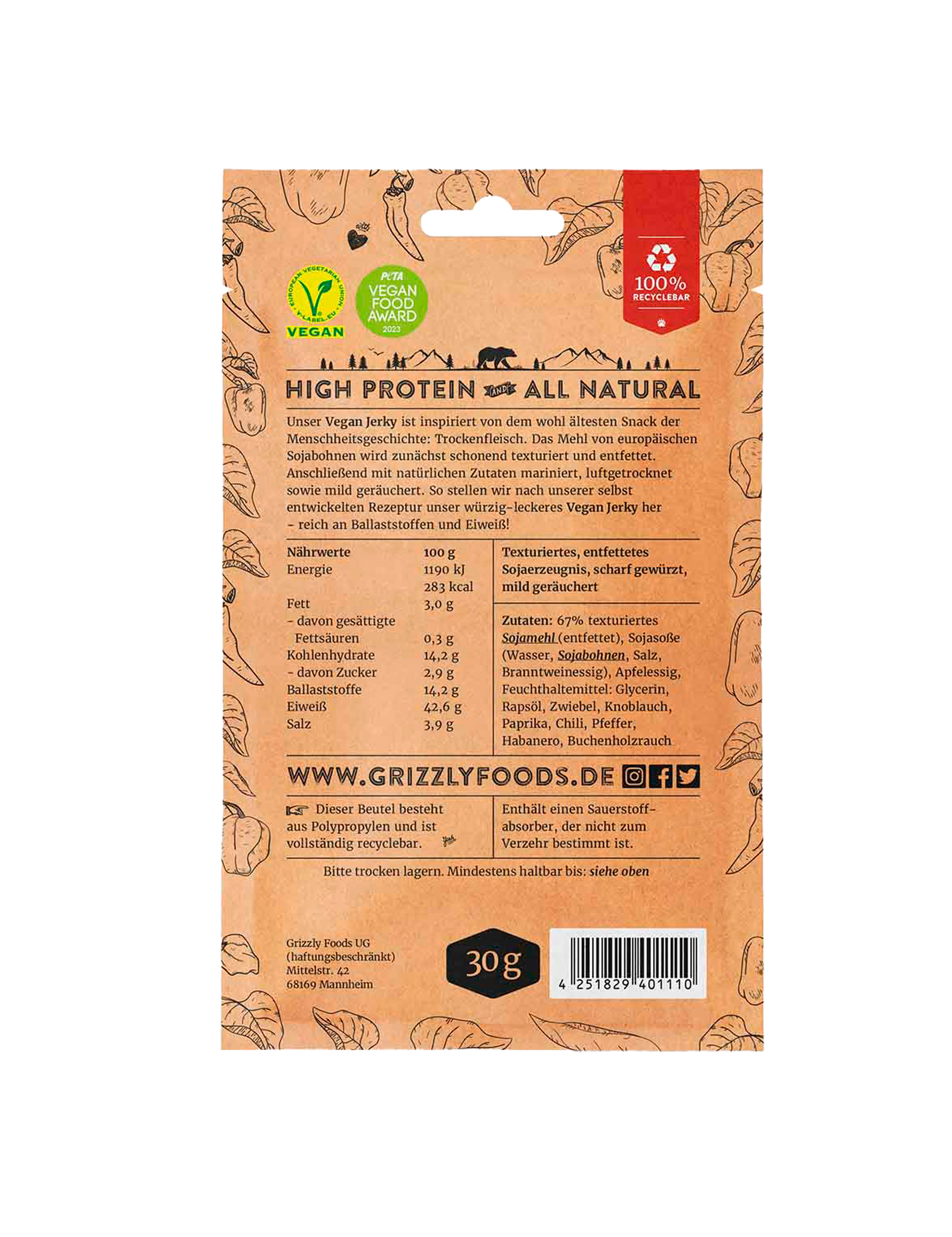 Veganjerky med chili – Burn Baby Burn (30 g)